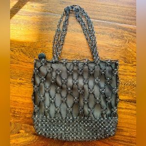 Valerie Stevens Vintage Black Beaded Bag Stylish Cute Satchel Tote